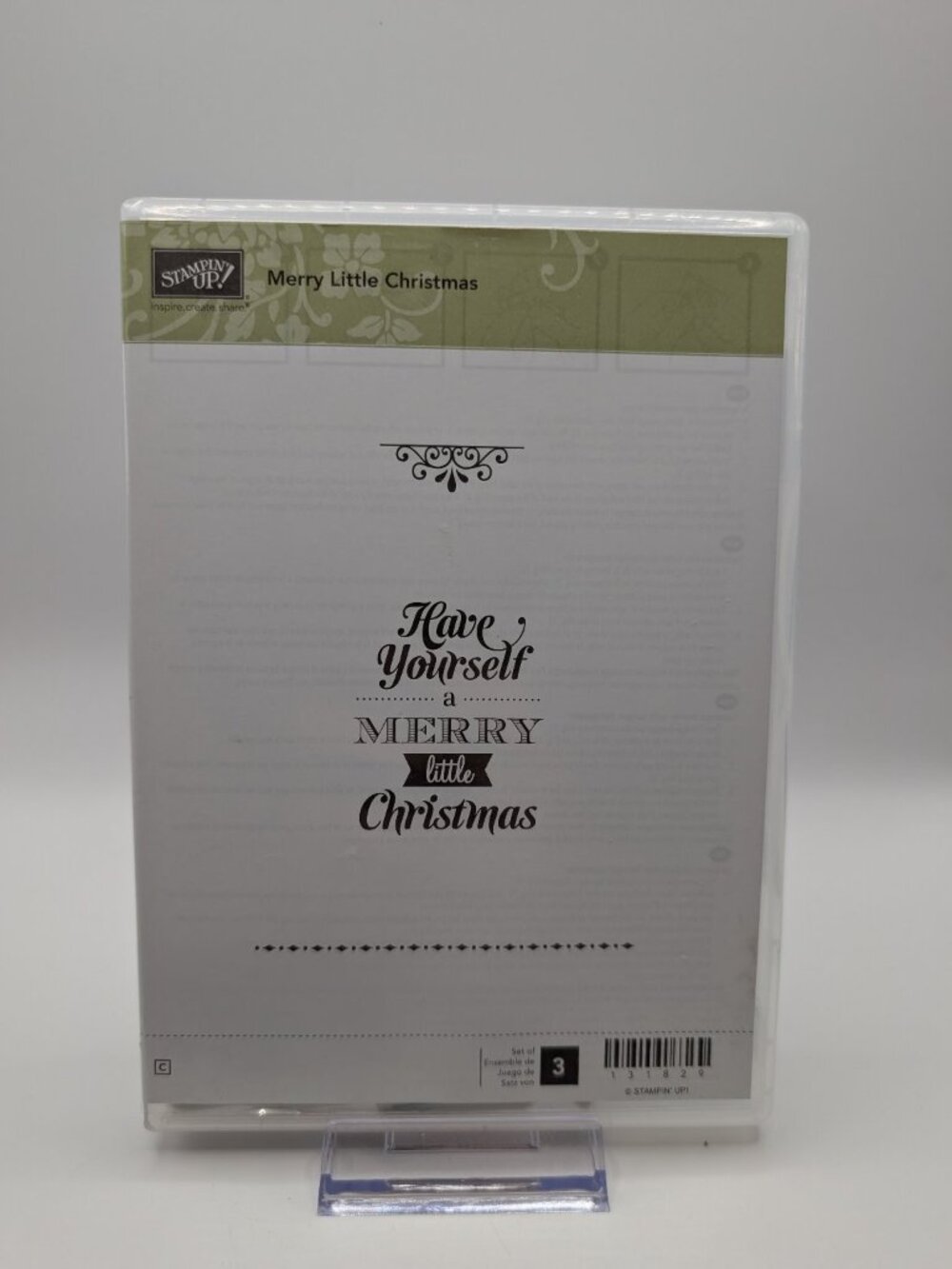 Stampin' Up! "Merry Little Christmas" Cling Stamp Set Holiday 3-Piece
